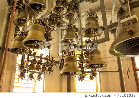 Dolyna, Ukraine: Carillon in the Goshiv Monastery, Greek Catholic Monastery of the Order of St. Basil the Great in the village of Goshov, Dolyna district, Ivano-Frankivsk region. 75101032