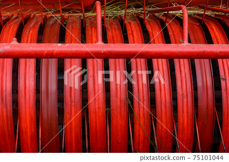 Hay baler close up, rake press and constructing details. 75101044