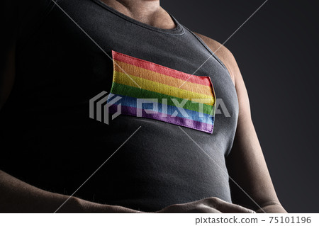 The national flag of lgbt on the athlete's chest The national flag of lgbt on the athlete's chest 75101196