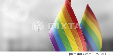 Small national flags of the lgbt on a light blurry background Small national flags of the lgbt on a light blurry background 75101199