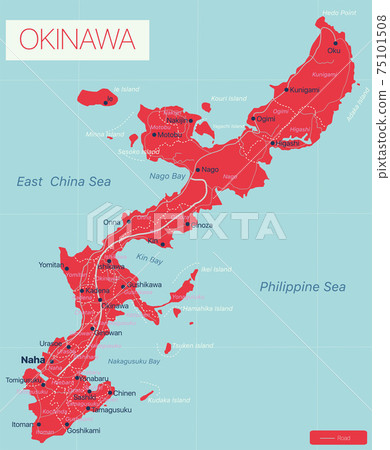 Okinawa detailed editable map 75101508