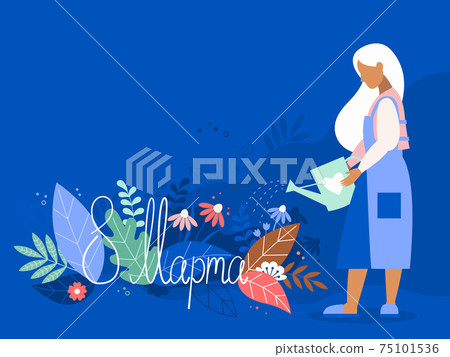 Happy Women's Day greeting card. Translation: 8 March. Vector illustration Happy Women's Day greeting card. Translation: 8 March. Vector illustration 75101536