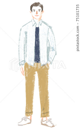 男子身穿條紋襯衫 75101735