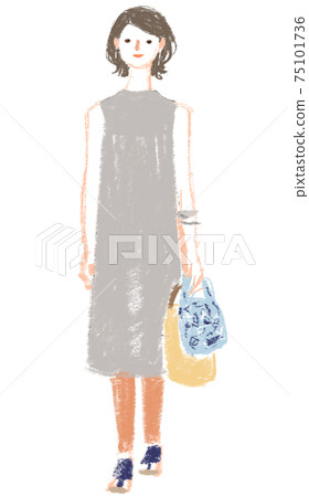 穿著灰色衣服的女人 75101736