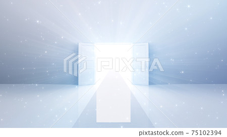 The door to a bright future, the road to heaven and success. 3D illustration 75102394