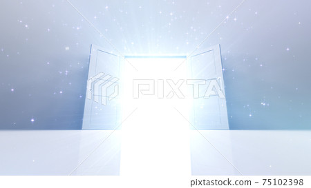 通向光明未來的大門，通向天堂和成功之路。 3D插圖 75102398