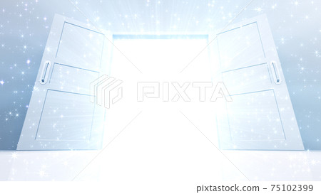 通向光明未來的大門，通向天堂和成功之路。 3D插圖 75102399