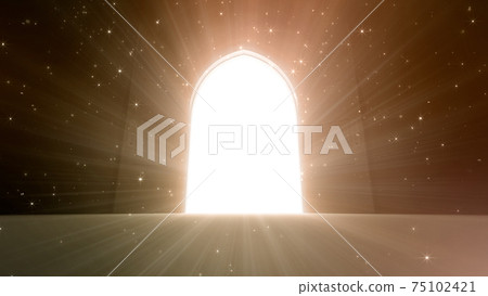 The door to a bright future, the road to heaven and success. 3D illustration 75102421