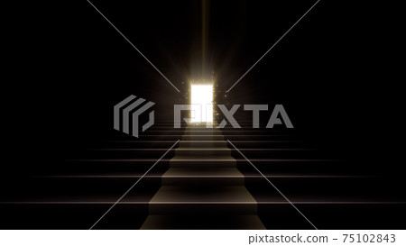 Door to a bright future, stairs to heaven and success. 3D illustration Door to a bright future, stairs to heaven and success. 3D illustration 75102843
