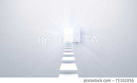 Door to a bright future, stairs to heaven and success. 3D illustration Door to a bright future, stairs to heaven and success. 3D illustration 75102856