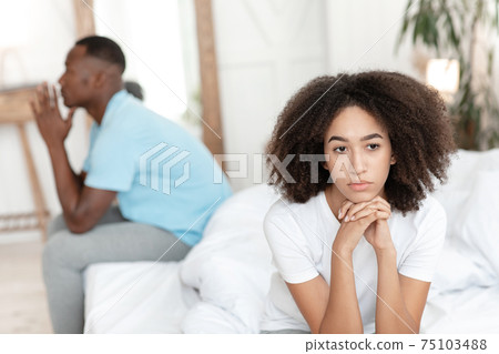 Quarrel, relationship problems, ignoring spouse and avoiding sex Quarrel, relationship problems, ignoring spouse and avoiding sex 75103488