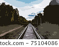 Abstract illustration of railroad tracks in forest 75104086