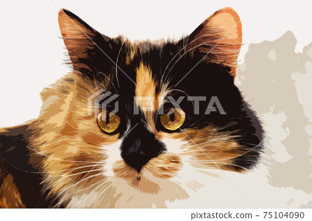 Abstract image of cat in brush drawing style portrait closeup Abstract image of cat in brush drawing style portrait closeup 75104090