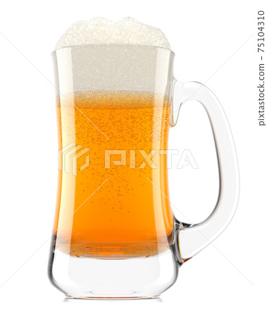 Frosty glass of fresh light beer with bubble froth isolated on white background. Frosty glass of fresh light beer with bubble froth isolated on white background. 75104310