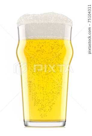 Frosty glass of fresh light beer with bubble froth isolated on white background. Frosty glass of fresh light beer with bubble froth isolated on white background. 75104311