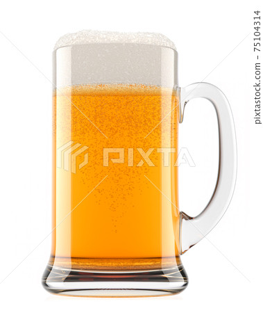Frosty glass of fresh light beer with bubble froth isolated on white background. Frosty glass of fresh light beer with bubble froth isolated on white background. 75104314