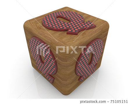 Toy wood cube with Q letters on white background 75105151