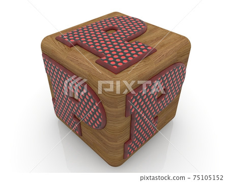 Toy wood cube with P letters on white background 75105152