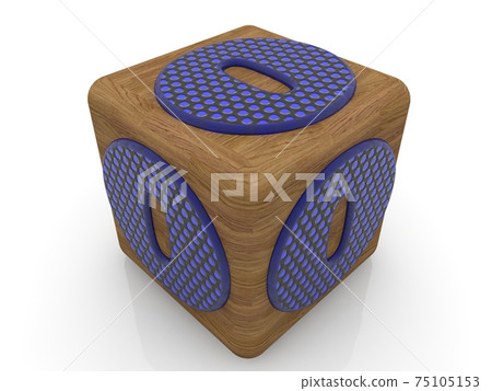 Toy wood cube with O letters on white background 75105153