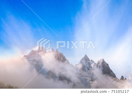 Colorful dawn French Alps mountains, France 75105217