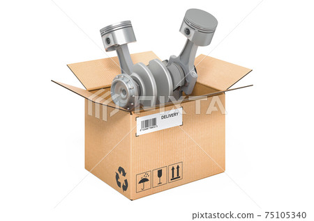 Engine pistons inside cardboard box, delivery...-插圖素材 [75105340] - PIXTA圖庫