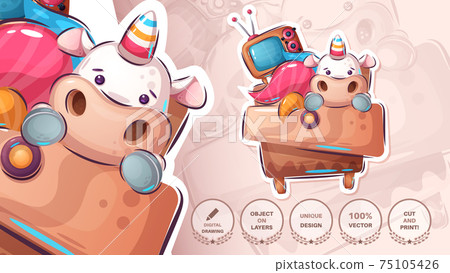 Unicorn in the cupboard - cute sticker Unicorn in the cupboard - cute sticker 75105426