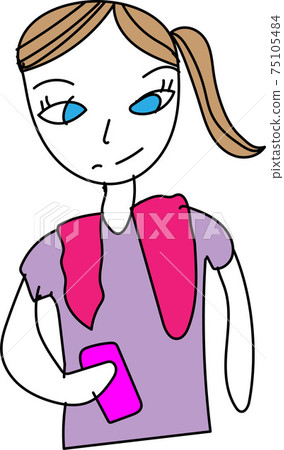 The upper body of a woman who sweats after playing sports 75105484