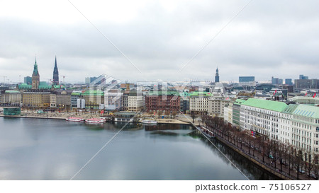 The beautiful city center of Hamburg with Alster River The beautiful city center of Hamburg with Alster River 75106527