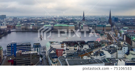 The beautiful city center of Hamburg with Alster River The beautiful city center of Hamburg with Alster River 75106583