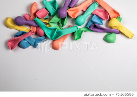 Colored balloons on a white background. Mock up and copy space 75106596