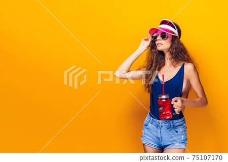 Stylish lady with drink 75107170