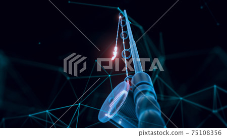 3d rendered illustration of Fishing Pole Hologram Close up 75108356
