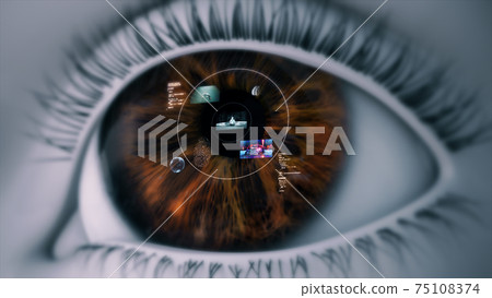 3d rendered illustration of High Tech Eye Device Smart Contact Lens 75108374