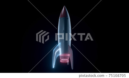 3d rendered illustration of rocket with 3d scanning lines 75108705