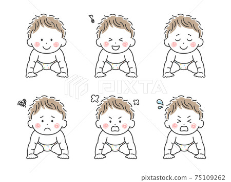 Illustration set of baby doing high high Illustration set of baby doing high high 75109262