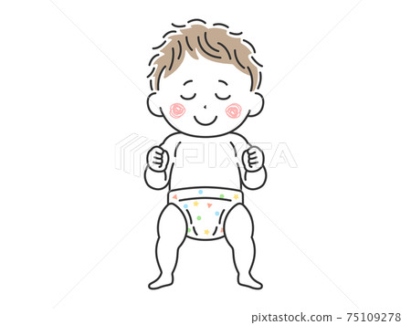 Illustration of a standing baby in a good mood 75109278