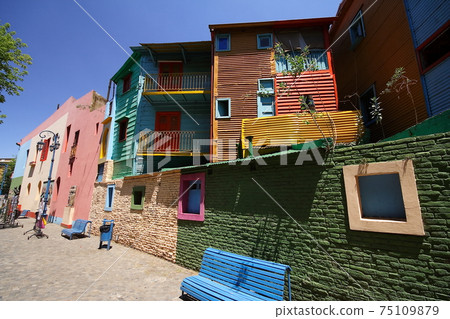 Caminito, a colorful city in the Boca district of Buenos Aires, the capital of Argentina in South America 75109879
