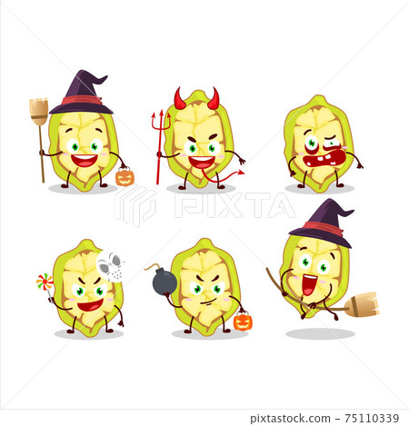 Halloween expression emoticons with cartoon character of slice of cupuacu 75110339