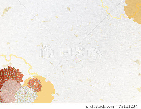 Background material Gold leaf flowers and snow ring pattern 75111234