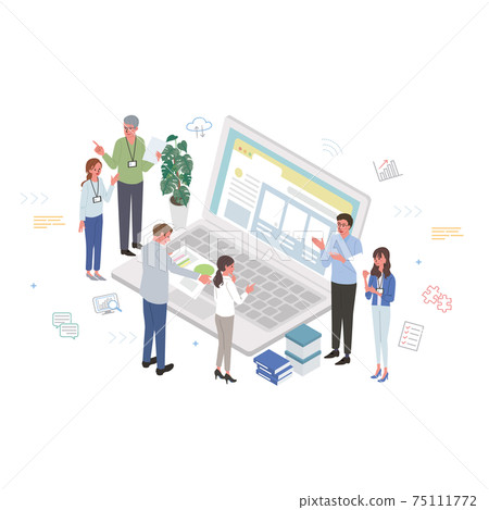 Business image People and personal computer teamwork illustration isometric 75111772