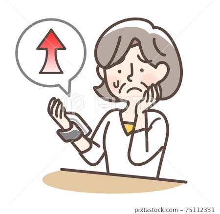 Woman with high blood pressure, grandmother Woman with high blood pressure, grandmother 75112331