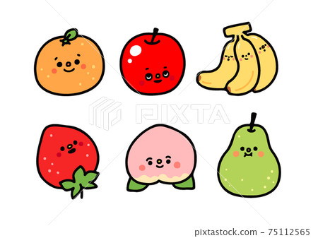 Illustration set of fruit for children (with face) 75112565