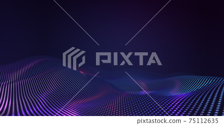 Abstract pentagon grid pattern with purple and violet light wave technology background. Abstract pentagon grid pattern with purple and violet light wave technology background. 75112635