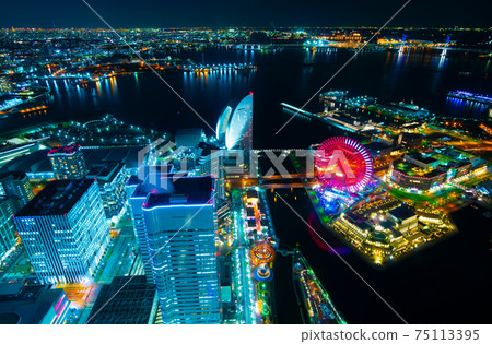 Yokohama night view 2021 Tokyo Tower overlooking the Sky Tree 75113395