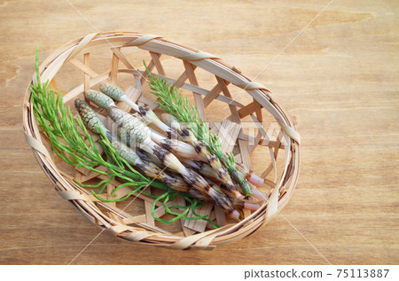在木板上的籃子裡的馬尾 在木板上的籃子裡的馬尾 75113887