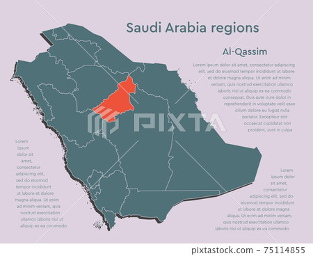 Vector map Saudi Arabia divided regions, Al Qassim Vector map Saudi Arabia divided regions, Al Qassim 75114855
