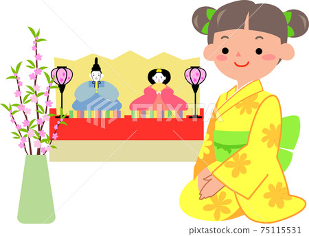 Girls with dolls and kimonos Girls with dolls and kimonos 75115531