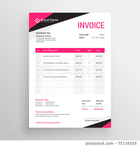 modern pink geometric invoice template design modern pink geometric invoice template design 75116858