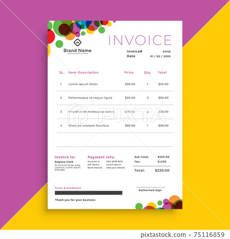 abstract colorful circles invoice template design abstract colorful circles invoice template design 75116859