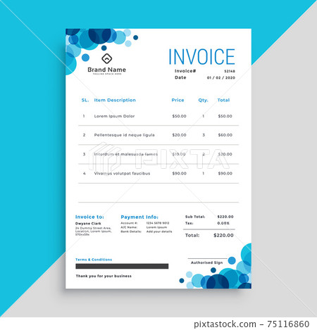 stylish blue circles business invoice template stylish blue circles business invoice template 75116860